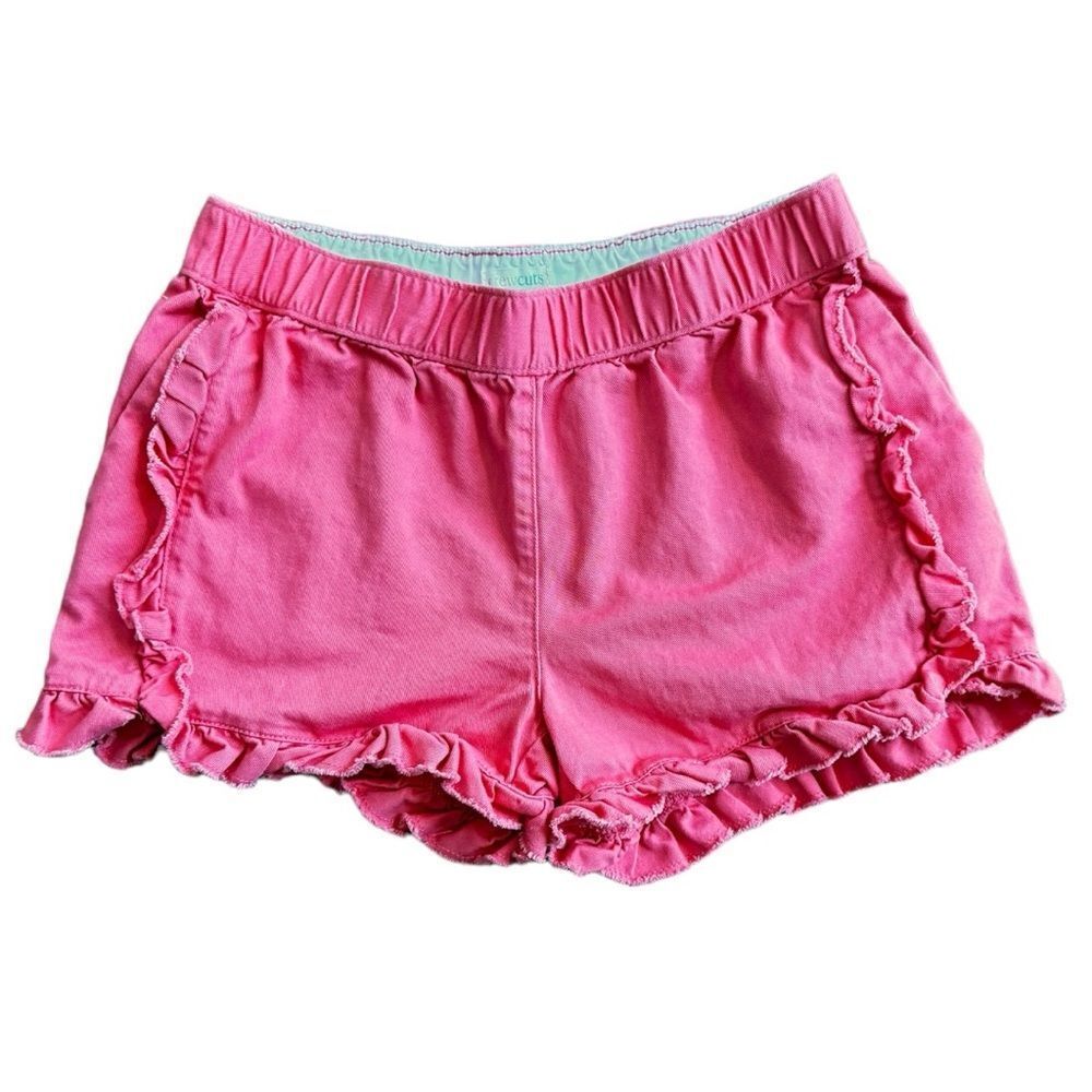 Crewcuts Factory Girls Kids 100% Cotton Pink Ruffle Hem Shorts. Pockets. 10.